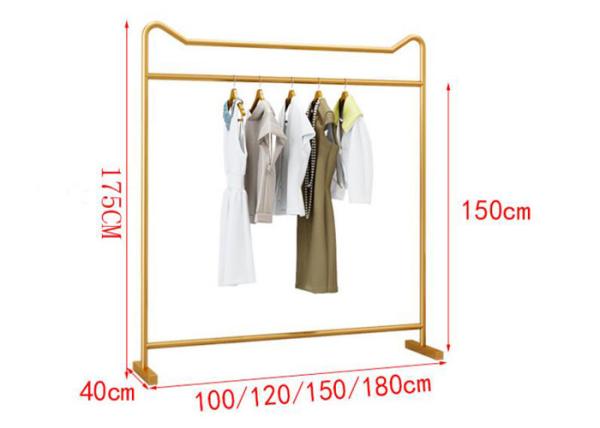 201 Steel Clothes Display Stand For Lady 's Clothing Metal Plating Golden Color