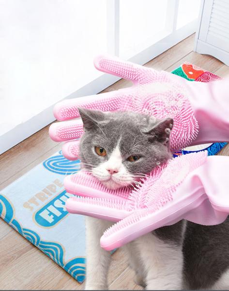 Massage Gloves Bath Grooming Dog Cleaning Washing Bathing Tool Shampoo Hand Comb Silicone Pet Brush