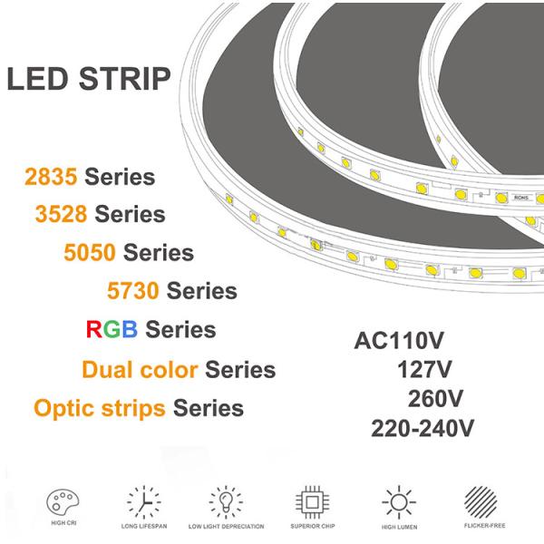 Venta al por mayor Largura personalizable para exteriores 5m 10m 20m SMD 2835 180leds/M IP67 Lámpara LED resistente al agua