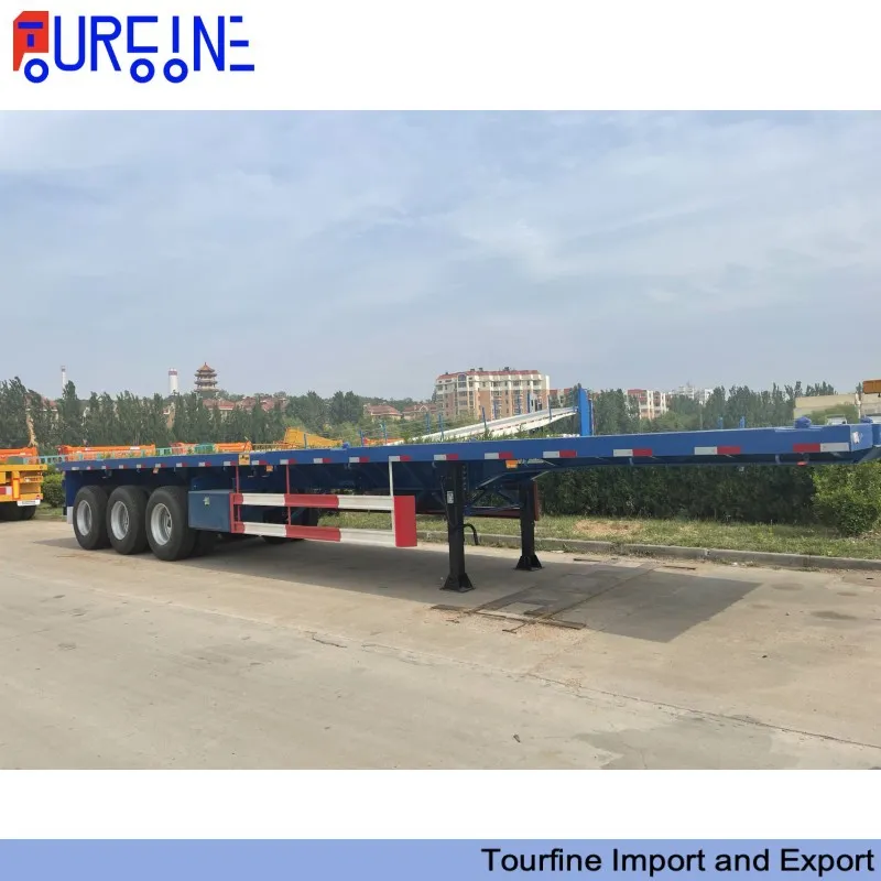 Commercial Tri Axle 40FT Flatbed Semi Trailer For Container And Cargo Transportation