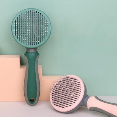 Brosse de toilettage pour animaux de compagnie Brosse à éclaboussure Self-cleaning Portable Dog Cat Dépilateur Orange Peignes