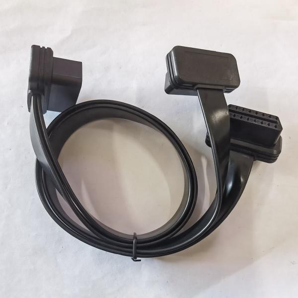 Flat GPS Cable 16 Pin Obd J1962 , Male To Dual Female Obd2 Scan Cable
