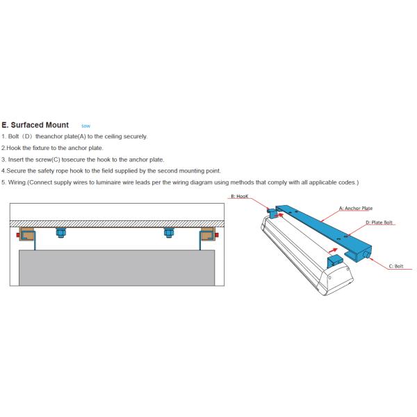 300W LED Warehouse High Bay 1.83m Linear Batten fixture line Parking lot light