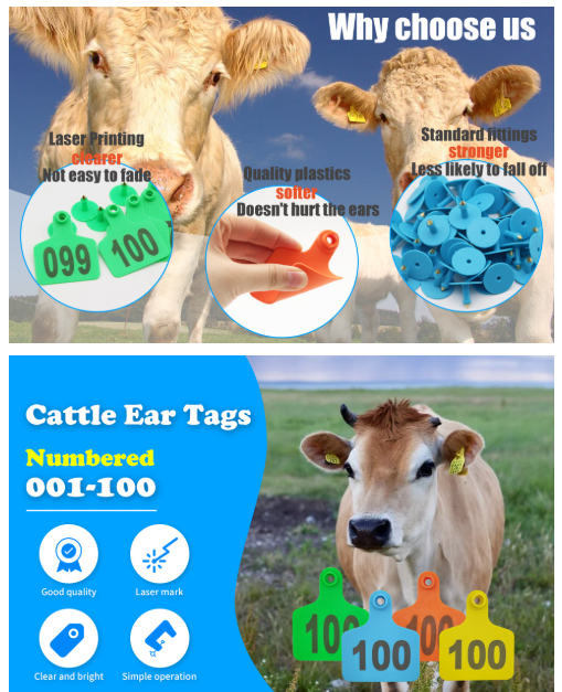 Customized UHF RFID Ear Tags for Livestock Tracking with 860-960MHz Frequency ISO 11784/11785 Compliance and IP68 Waterproof Rating