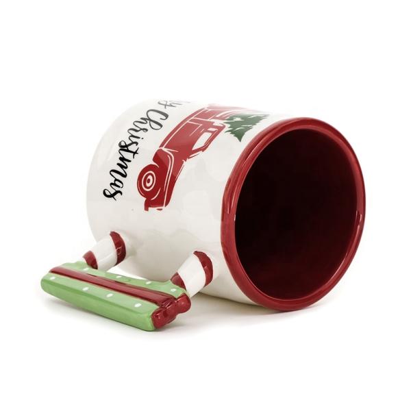 coffee bulk mugs Christmas 10OZ ceramic mug with 3D holder porcelain christmas dinnerware