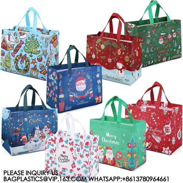 Christmas Gift Bags,Christmas Tote Bags With Handles, Christmas Treat Bags, Multifunctional Non-Woven Christmas Bags