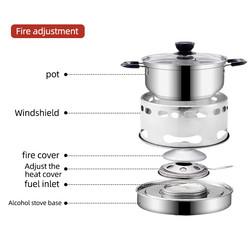 Fashion Simple Stainless Steel Hot Pot Kitchen Hotel Single Portable Alcohol Stove Self Service Hot Pot Set