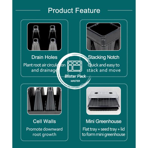50 Caixas de Germinação de Plástico de Células Caixa de Iniciação de Sementes Durável para um crescimento eficiente das plantas