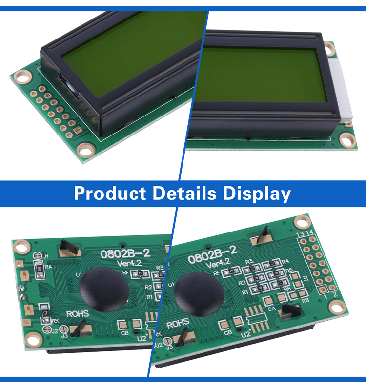Yellow Green Film 0802B-2 Character LCD Screen 02*8 LCD 14 PIN Original ST7066 Chip LCM Display Module
