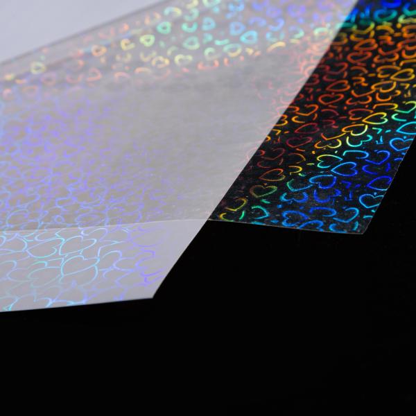A4 Sheet Transparent PVC PP Heart Holographic Cold Lamination Film Self-Adhesive Decorative Sheet For Durable Lamination