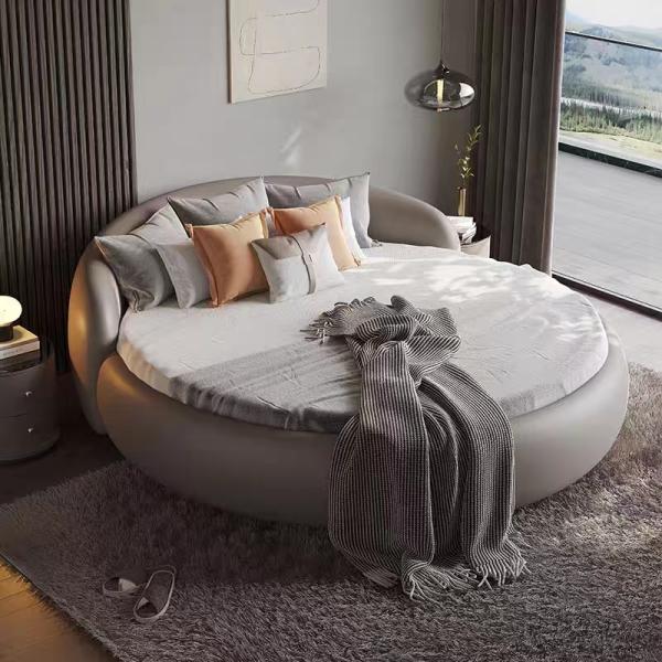 Fabric Hotel Round Bed Villa Bedroom King Bed 2m 2.2m Atmospheric Luxury