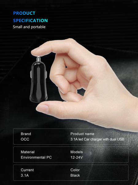 Diodo emissor de luz azul USB duplo do mini carregador portátil de Smartphone do carro 15.5W para IPhone12