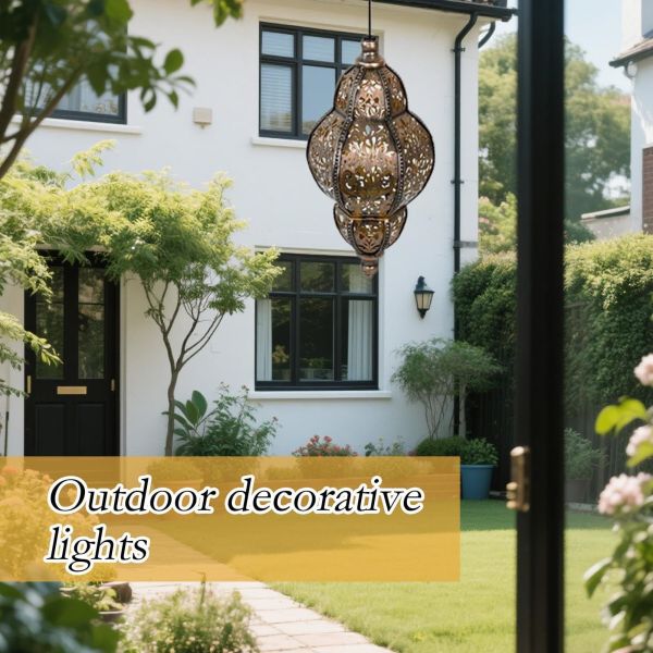 Moroccan-Style Openwork Hanging Solar Light, Multi-Color Options Garden Balcony Corridor Terrace Ambiance Lighting