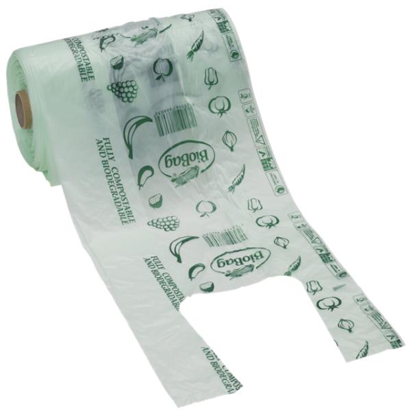 PBAT PLA Cornstarch Grocery Shopping Bag Vest carrier, singlet handle handy killeen bags sacks packaging produce roll