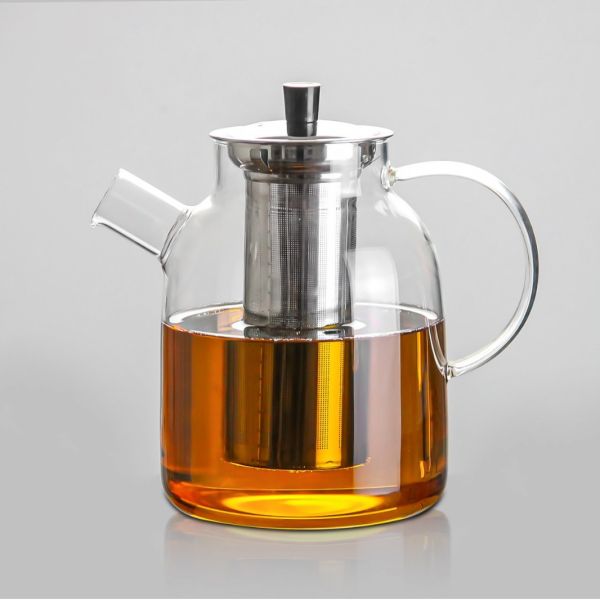 Modern Eco Friendly Borosilicate Glass Teapot , Glass Tea Infuser Kettle With Handle