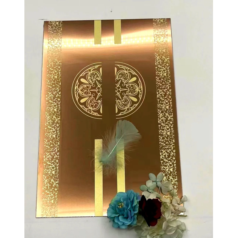 Gold Mirror Etched Polished Stainless Steel Sheet 1220*2440 MM Four Feet