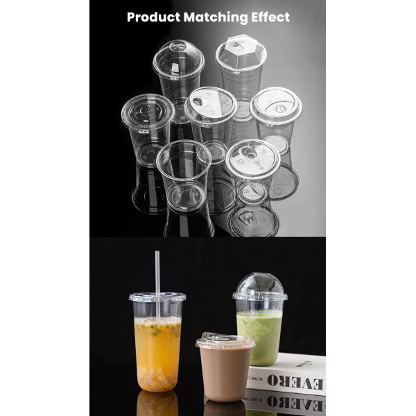 Disposable 90/92/95/98mm Plastic Flat Lids With Crossed Hole Clear Transparent