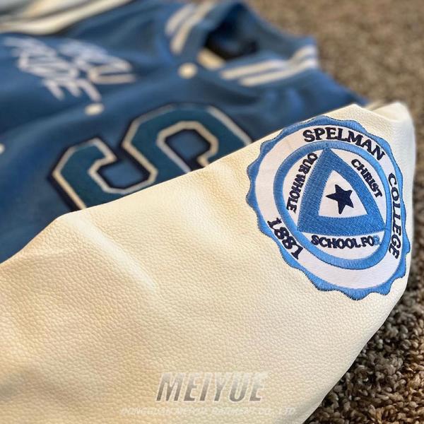 Custom Logo 100% Cashmere Leather Sleeves Embroidery Blank Couple College Baseball Men's Jacket Letterman Fleece Varsity Jacket