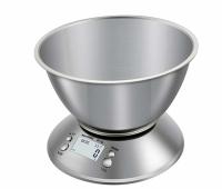 Báscula de cocina digital de acero inoxidable con cuenco desmontable, alimentada por 2 pilas AAA para pesar alimentos en el hogar y hoteles