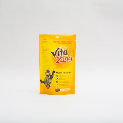 92 Microns PE80 Stand Up Pet Food Packaging Bag Plastic Multivitamin Cat Food Package