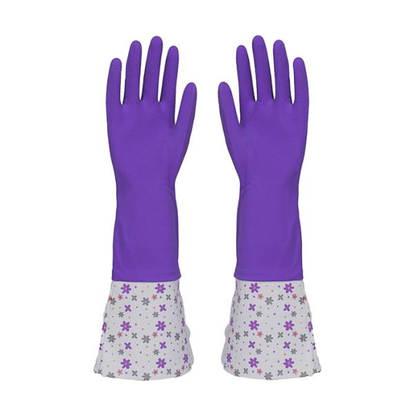 Extra Long Sleeve Rubber Gloves With Beautiful Patterns  For Houseohld Cleaning