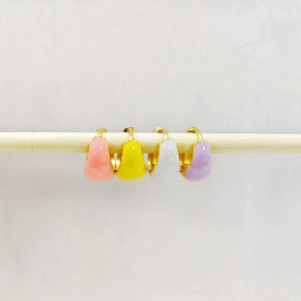 Custom Women Fine Jewelry S925 Silver 18K Gold Bold Dome Colorful Enamel Small Huggie Earrings