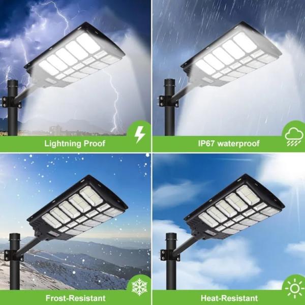 Luz solar inteligente recargable IP65 de alto rendimiento de 480W con diseño de resistencia