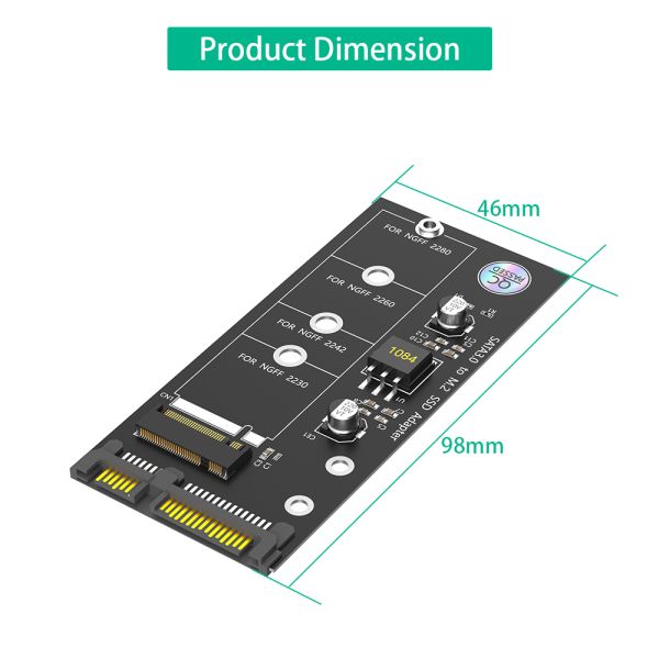 M.2 NGFF to SATA Adapter Card B Key/B & M Key SSD Converter for 2.5 Inch SATA III with 6Gbps Transfer Rate