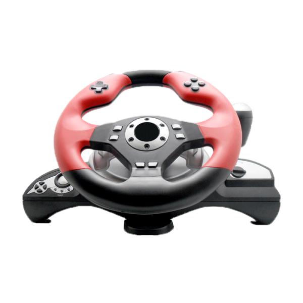Wired Vibration Gaming Steering Wheel And Pedals For PC / X-Input