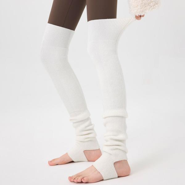 Femmes à nervures au-dessus du genou chaussettes hautes chaussettes chauffantes pour les jambes sans orteils chauffantes pour les jambes pour le yoga et le ballet