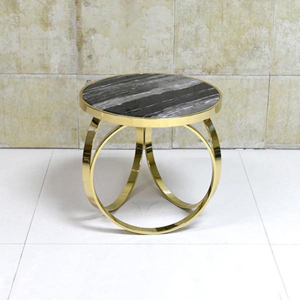 Unique design stanieless steel frame marble top end table round side table for living room