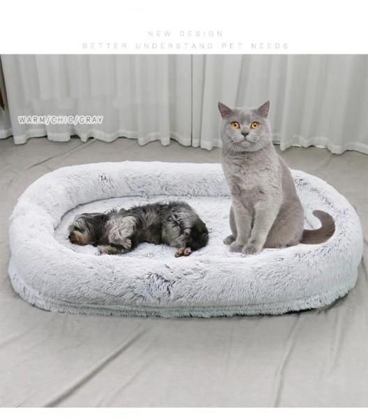 Manufacture 160cm Non-Slip Washable Long Plush Giant Fluffy Pet Bed For Cat Dog For Pet Animals