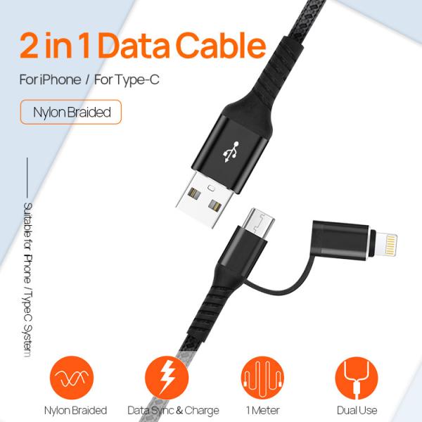 PD 18W Fast Charger Lightning Cable 2 In 1 USB Data Transmission