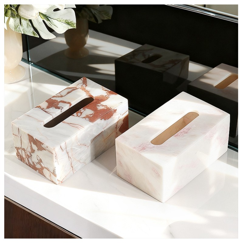 Wholesale Luxury Modern Marble Tissue Paper Storage Box for Living Room Dining Tables Desktop