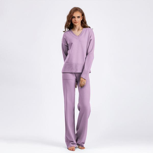 Women s Sweaters s Latest and Fashionable Product 2024 autumn/winter V-neck loose casual sweater pullover two-piece set