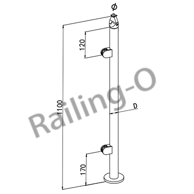 170mm Railing Post System AISI 304 316 Composite Balustrade Post