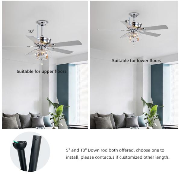 80Ra 65W 52 Inch Remote Control Ceiling Fan Commercial Ceiling Fans For Restaurants