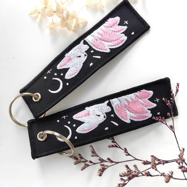 Fox Fashion Trinkets Chaîne de clés brodée à double face Anneau métallique Chaîne de clés de moto Accessoires de chaîne de clés