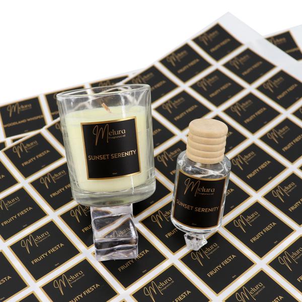 Customized Waterproof Logo Stickers for Perfume Candle Cake Box Packaging Hot Stamping Seal Labels