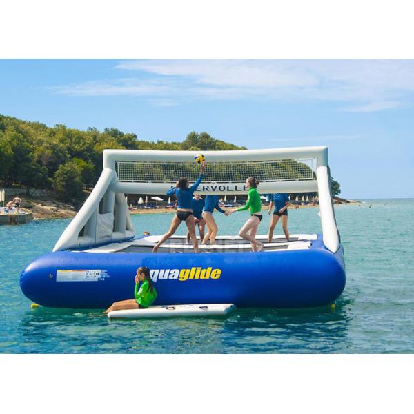 Blue 9m Inflatable Water Games Floating Beach Volleyball Court