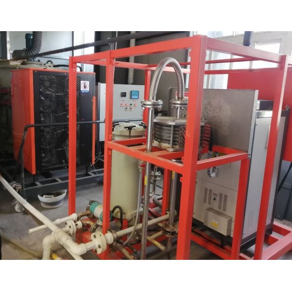 Electrochemical landfill leachate wastewater treatment equipment. No chemicals are required, no residual solid waste is generated, and the electrodes do not scale or clog.