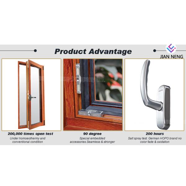 Woodgrain Aluminium Casement Window , Thermal Break Commercial Aluminium Windows