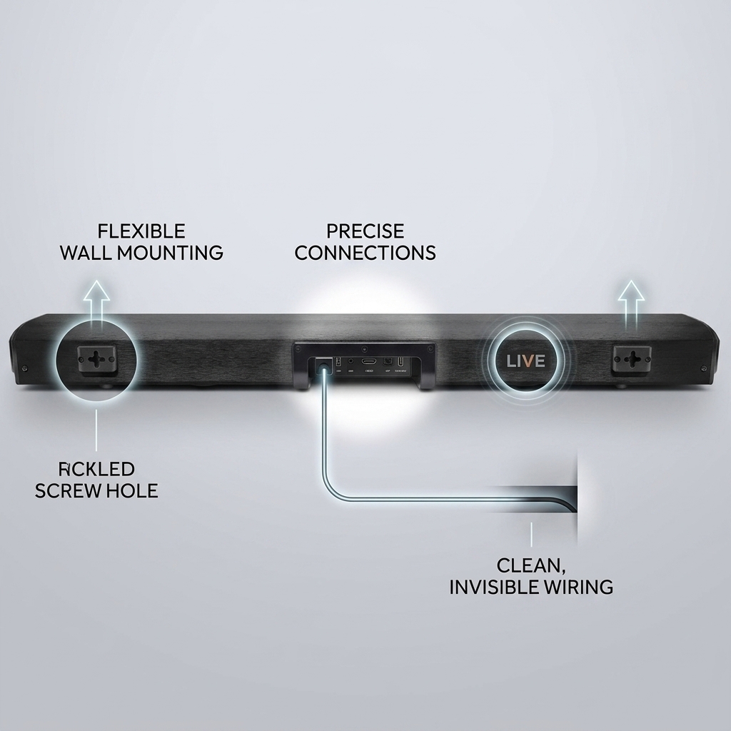 Wireless Soundbar Speaker ASW120-2.1U 100W Subwoofer Channel Surround Sound ARC HDMI