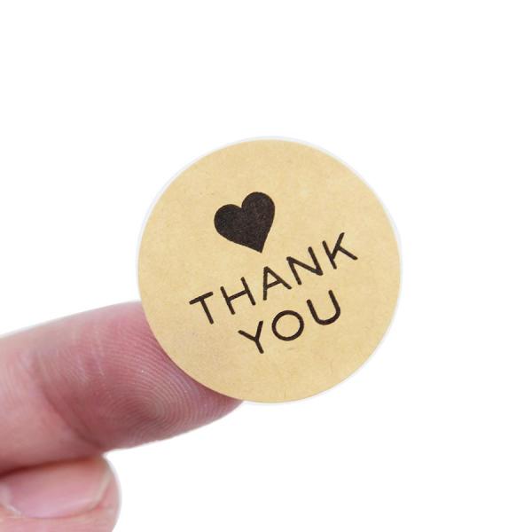 Self Adhesive Circle Thank You Stickers Label With Lamination Finish Custom Logo