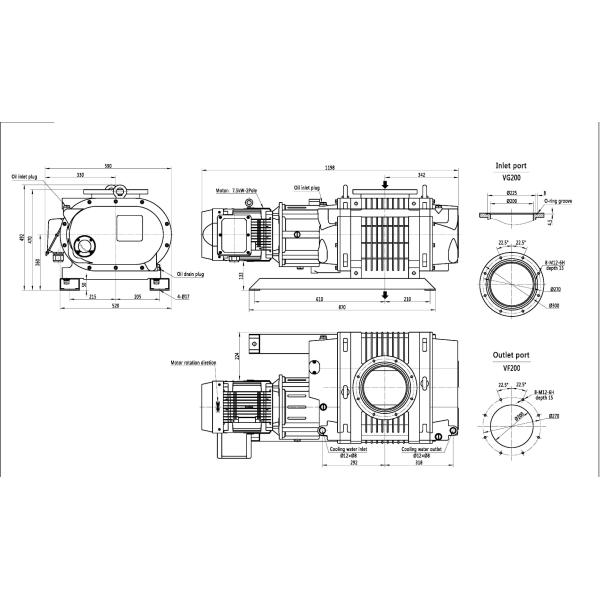 BSJ600L 7.5KW Roots Vacuum Pump Oil Free Intermediat Seal Aluminium Alloy Material