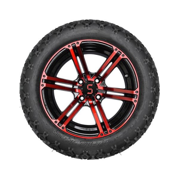 14 дюймовая корзина для гольфа Красные/блестящие черные колеса и 22х10-14' DOT всеподобные шины