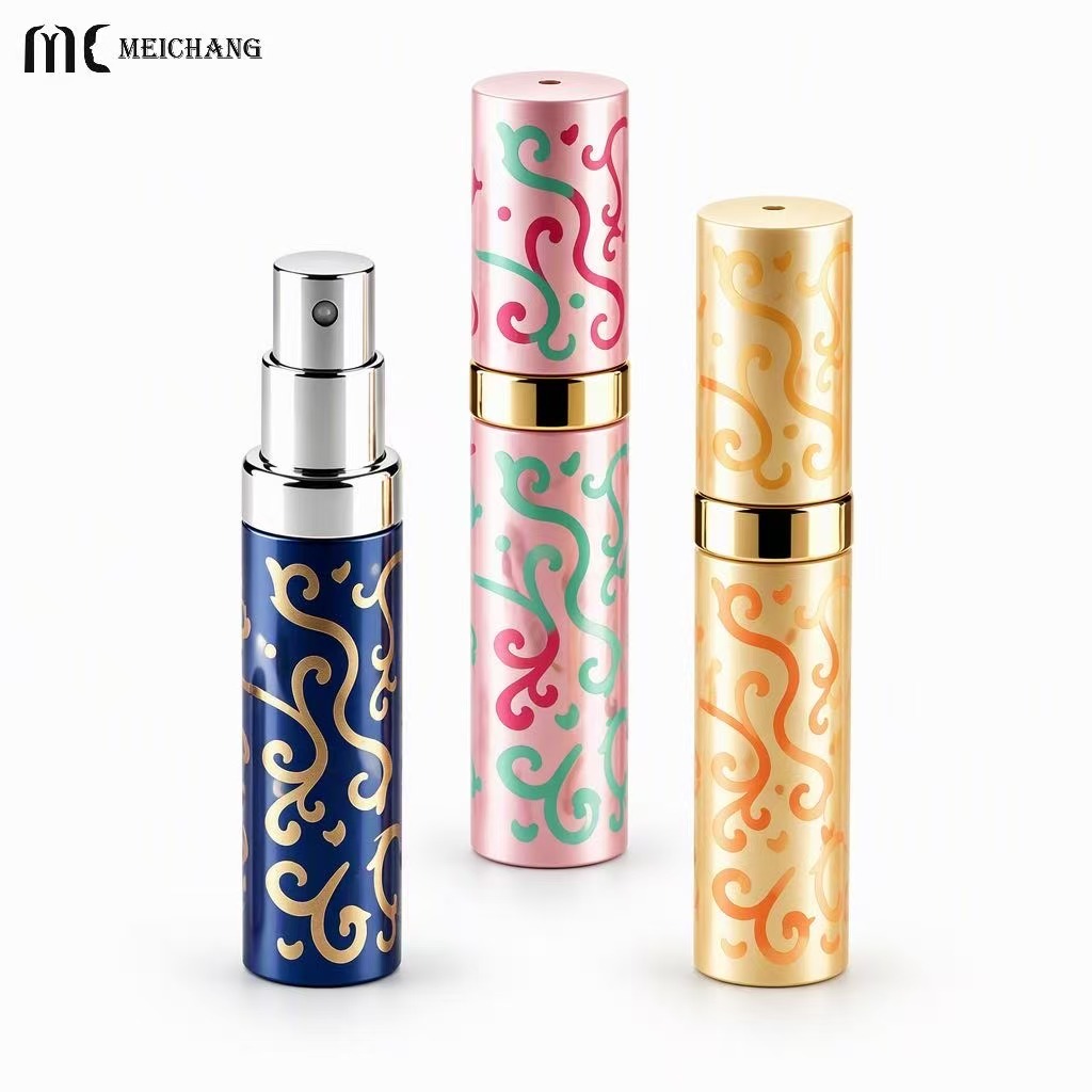 Vintage Engraved Metal Perfume Atomizer, 3ml Refillable Portable Fragrance Spray Bottle (MC-1209)