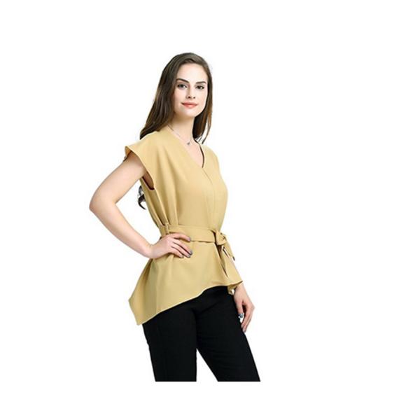 Newest Design Women Blouse With Belt Hot Sale