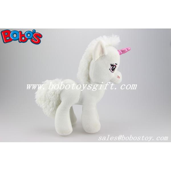 Soft Lovely White Baby Stuffed Unicorn Animal Toy With Long Plush Fur