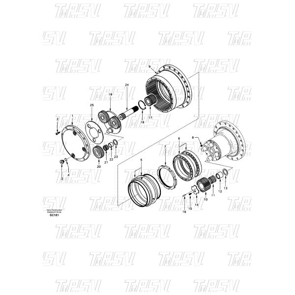 Rotating TM22 Excavator Travel Gear Ring Essential for Excavator Transmission System